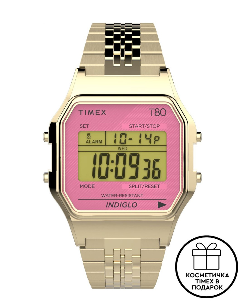 Часы наручные мужские, женские Timex TW2V19400, электронные, 34 мм, с подсветкой Indiglo  #1
