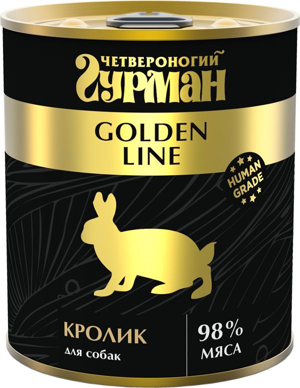 Корм консервированный для собак Четвероногий гурман "Golden line Кролик", 6шт х 340 г  #1