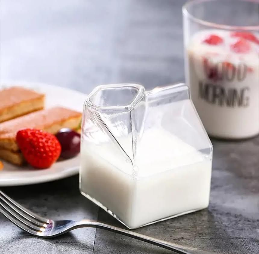Стеклянная чашка "Пакет молока" декоративный креативный молочник  #1