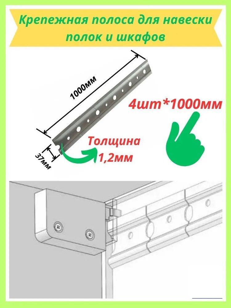 Шина для навеса Rivuz 4,0см (2 метра.), 1.2 мм (4шт по 100 см.) #1