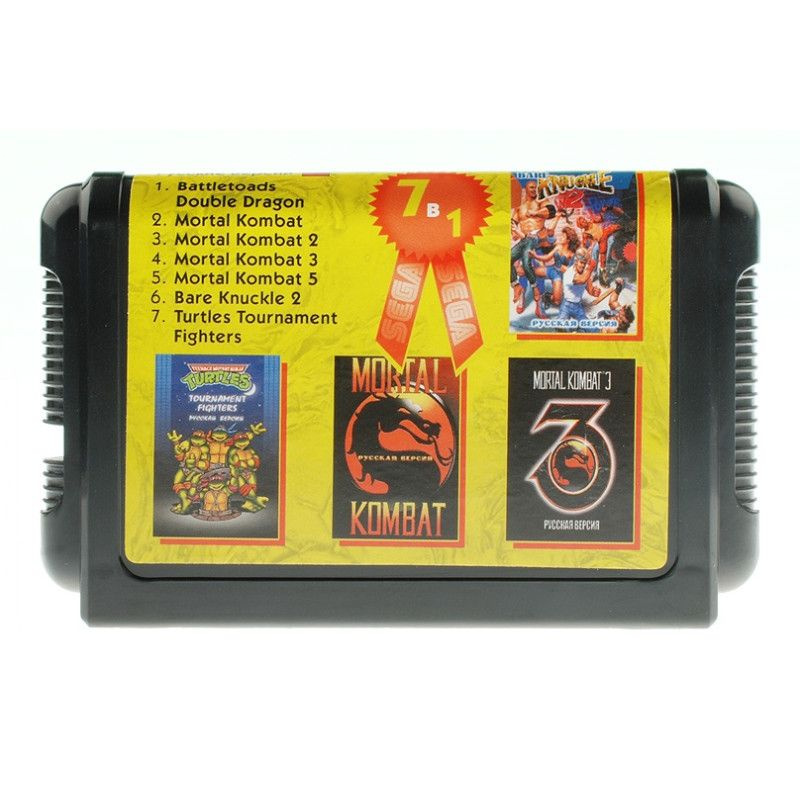 Картридж игровой 7 игр "Mortal Kombat + BattleToads" 16 bit #1