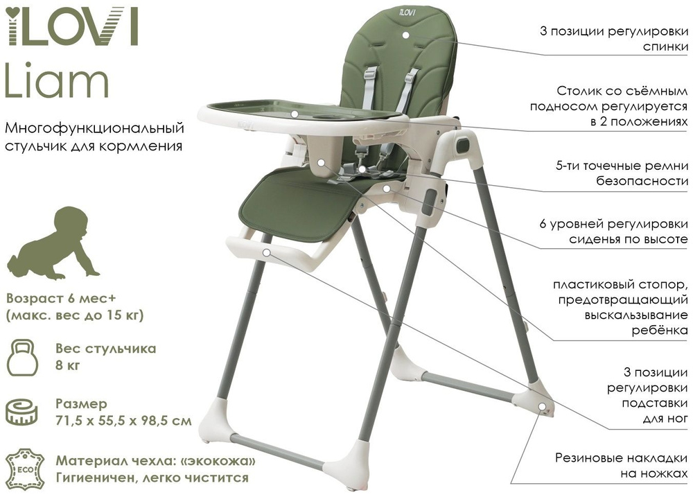 Стульчик для кормления iLovi Liam Green #1