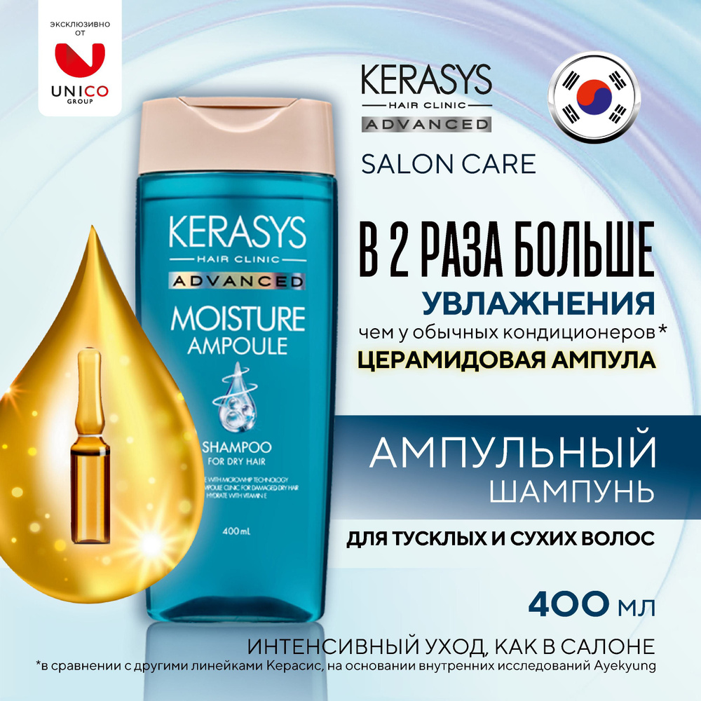 Kerasys Advanced ГЛУБОКОЕ УВЛАЖНЕНИЕ, 400 мл, Ампульный кератиновый уход, Профессиональный Корейский #1