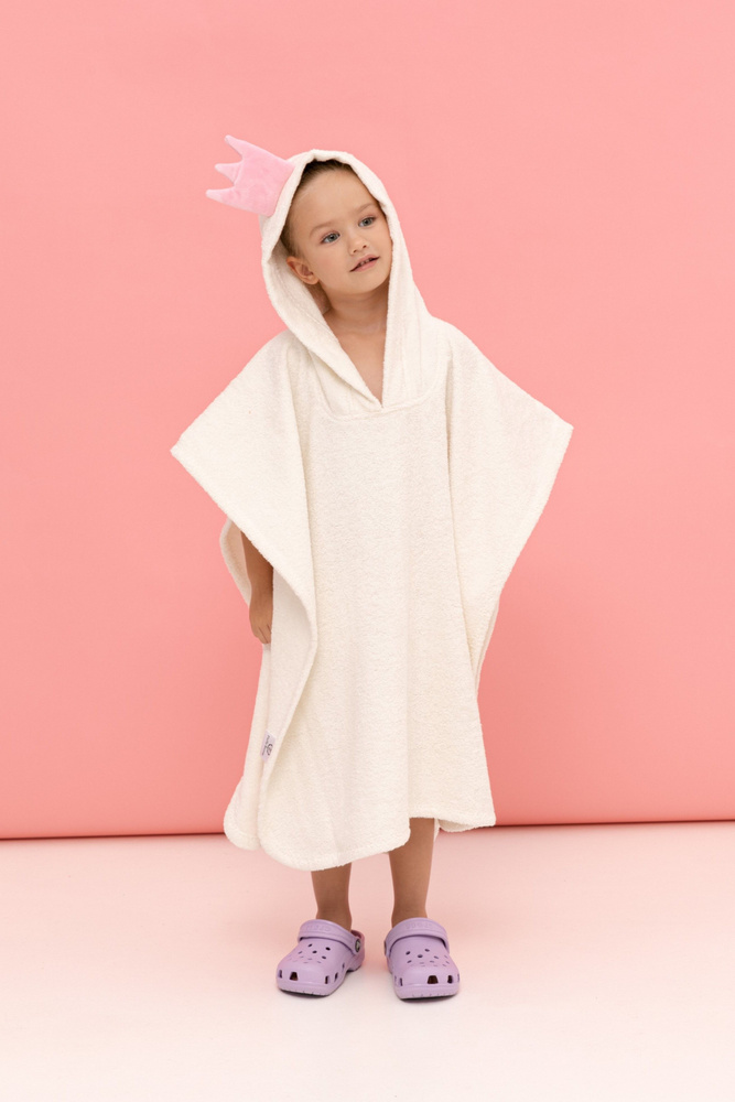 Полотенце пончо с капюшоном, Fluffy-Bunny, модель "Принцесса" молочный  #1