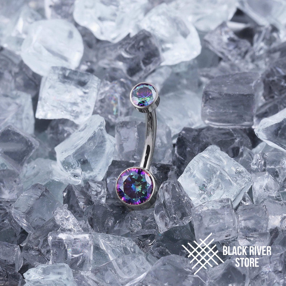 Black River Store, Пирсинг, Банан, Пупок, Титан, Dot Mystic Topaz, 1.6мм / 10мм  #1