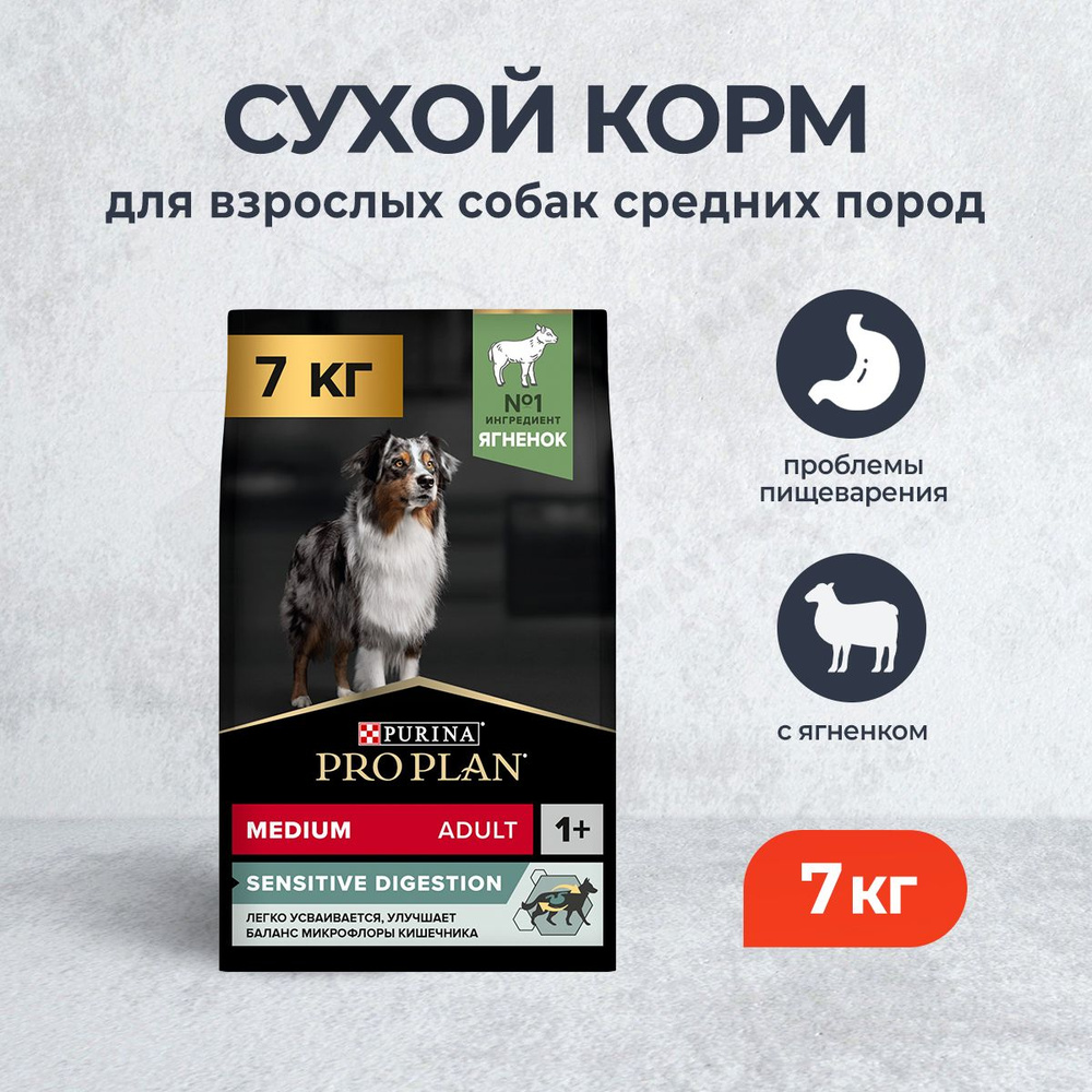 Pro Plan Adult Medium OptiDigest сухой корм для взрослых собак средних пород с чувствительным пищеварением, #1