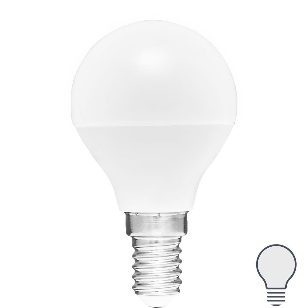 Лампа светодиодная Volpe E14 220-240 В 5 Вт шар малый матовая 470 лм нейтральный белый свет  #1