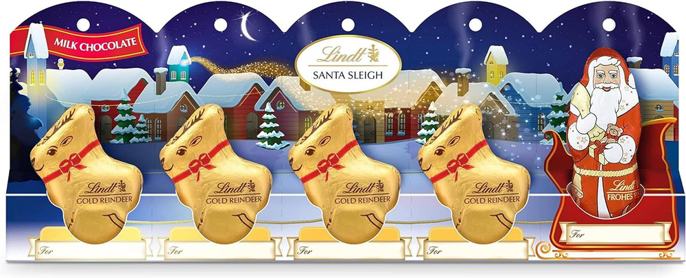 Новогодние Оленята и Санта Lindt Santa Sleigh 5 шт в подарочной упаковке 50 гр (Финляндия)  #1