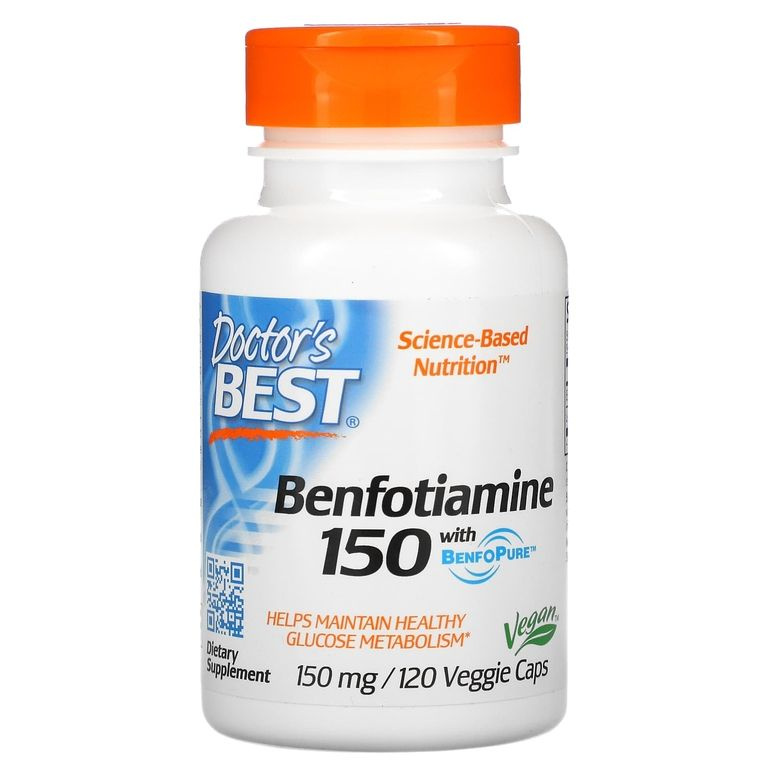 Doctor's Best, Бенфотиамин 150 + BenfoPure, Benfotiamine, 150 мг, 120 капсул #1