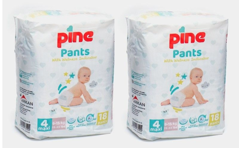 PINE Pants Eco Pack Детские подгузники-трусики Maxi 9 - 15 кг, Размер 4, 18 шт в уп, 2 шт  #1