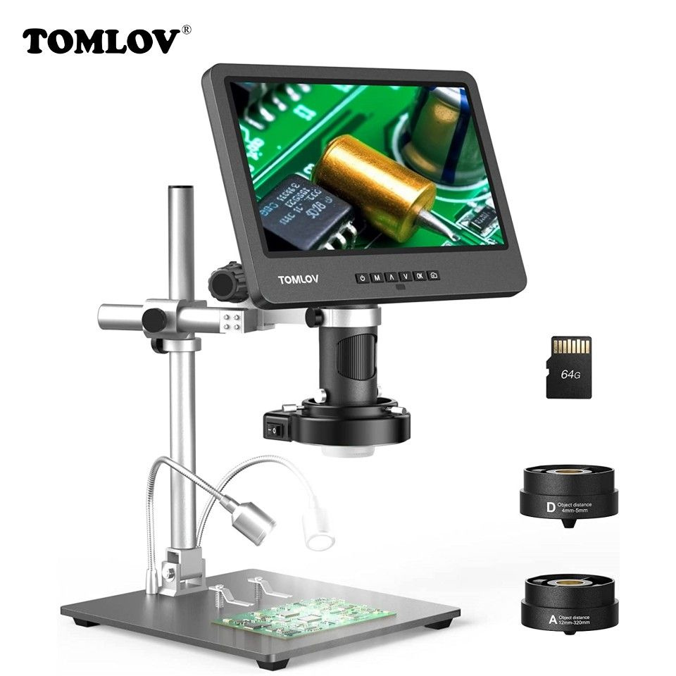 TOMLOV DM602 Pro HDMI: Цифровой микроскоп 2000X с 3 объективами, 10,1-дюймовый IPS ЖК-дисплей для ремонта #1