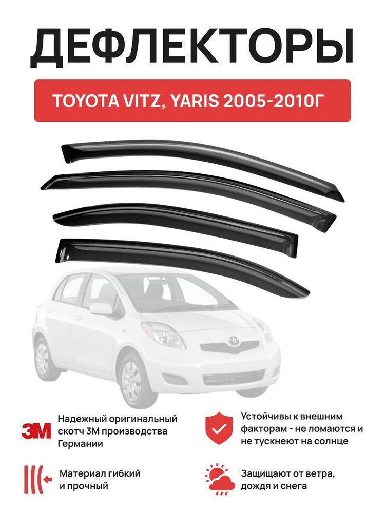 Дефлекторы окон на автомобиль TOYOTA VITZ, YARIS 2005-2010г #1