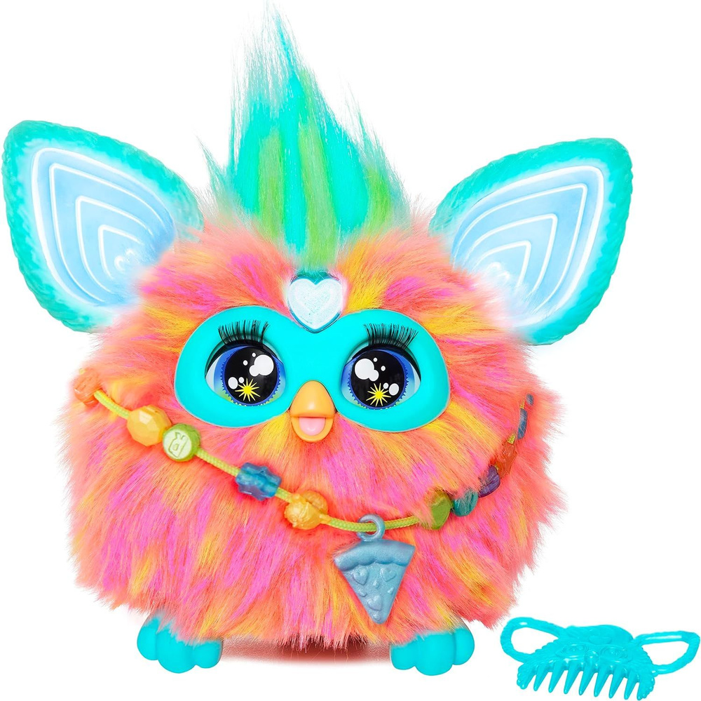 Интерактивная плюшевая игрушка Hasbro Furby Ферби коралловый с управлением голосом, танцующая, обучаемая, #1