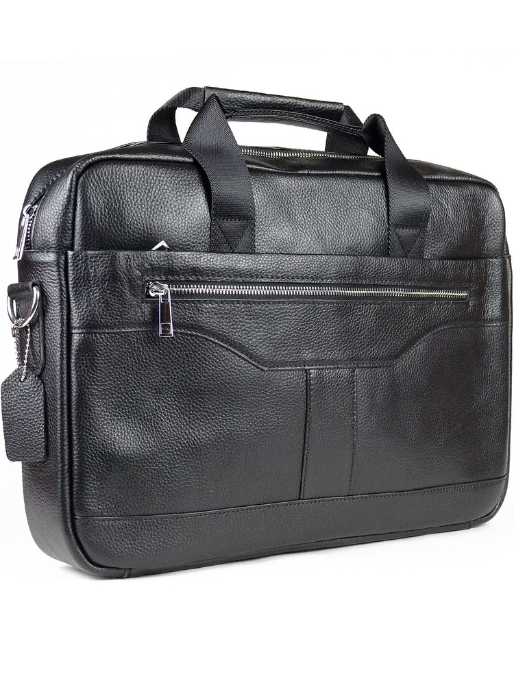 Мужская сумка портфель из натуральной кожи черный 40x29x7 см  #1