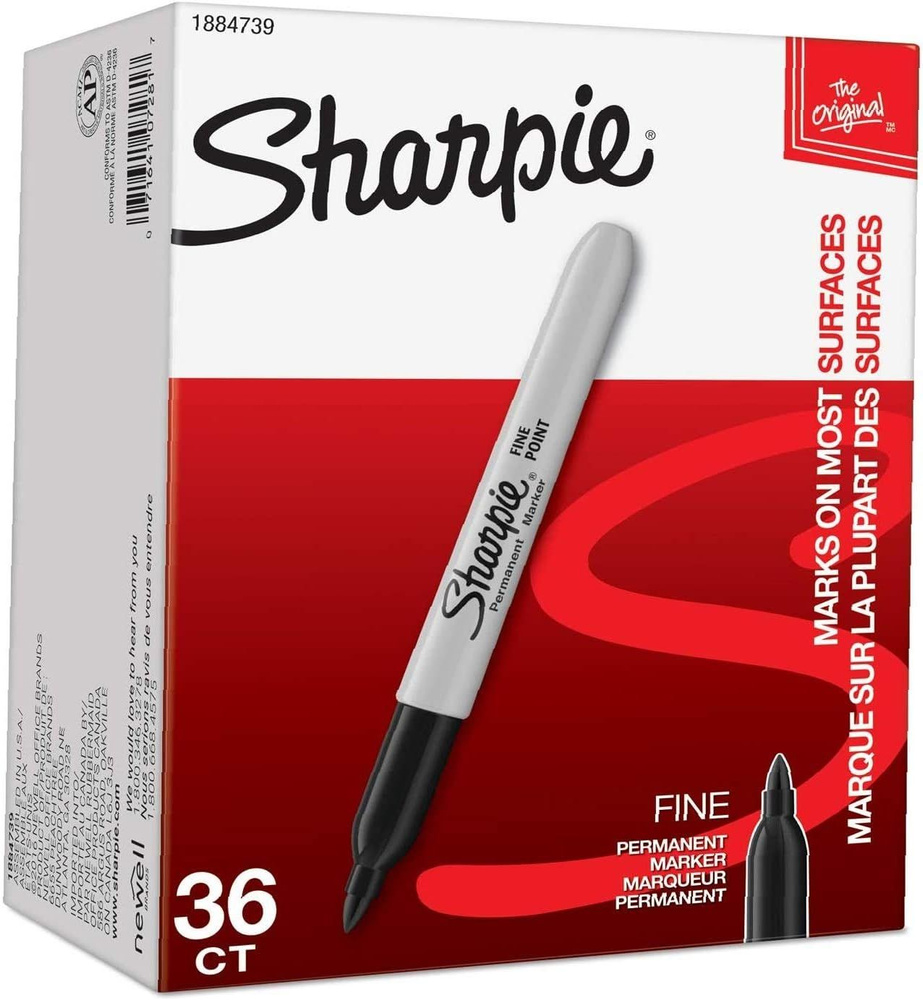 Перманентные маркеры Sharpie, тонкие точки, черные, 36 шт. - купить с ...