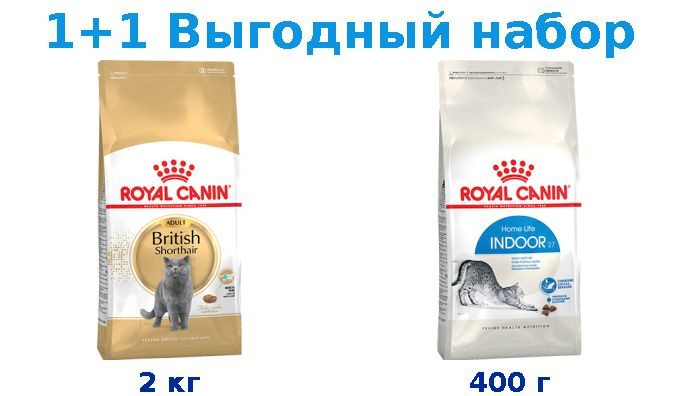 Сухой корм Взрослые, Royal Canin Breed cat British Shorthair 2 кг + Взрослые, Royal Canin Indoor 400 #1