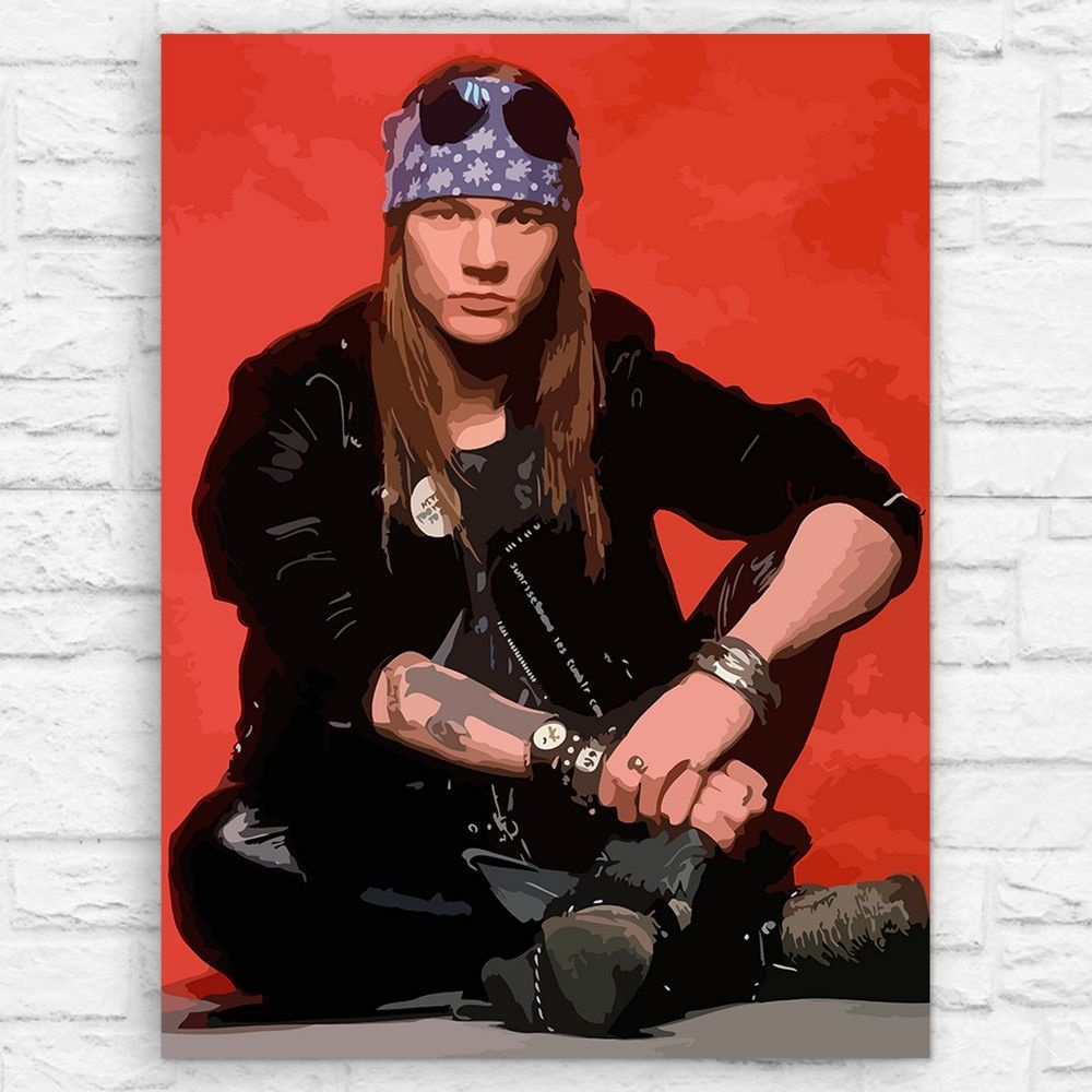 Картина по номерам на холсте музыка Guns N Roses (ганз н розес, Эксл Роуз, Слэш, хард рок) - 14217 В #1