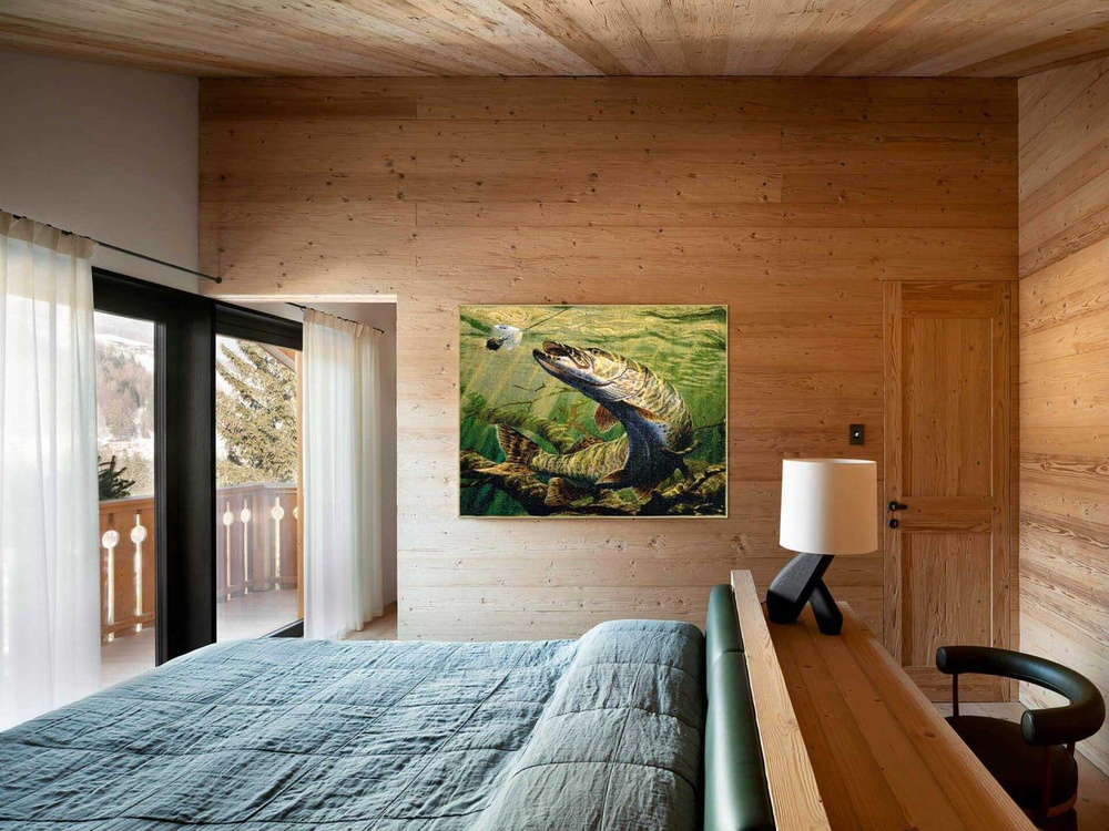 Ковер на стену, ковер-картина (рыбалка/щука), размер 1.0 х 1.3 м, Витебские ковры  #1