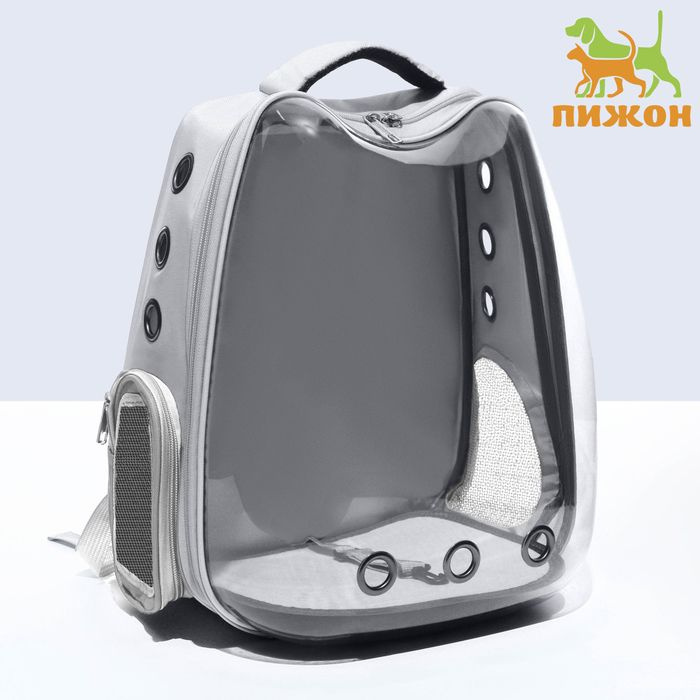 Рюкзак для переноски "Котик", прозрачный, 32 х 28 х 42 см, серый  #1