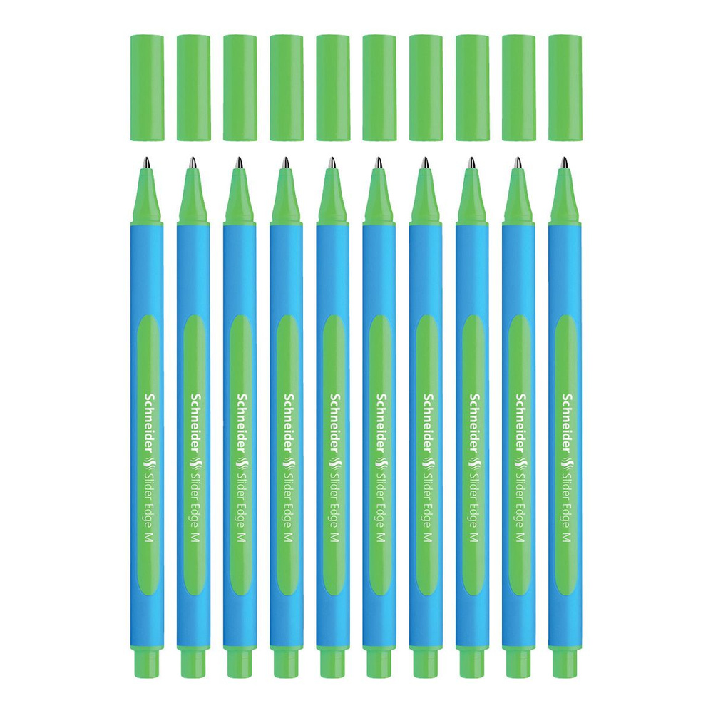 10 шт Ручка шариковая Schneider Slider Edge М 1.0 мм, трехгранный прорезиненный корпус, ЗЕЛЕНЫЙ цвет #1
