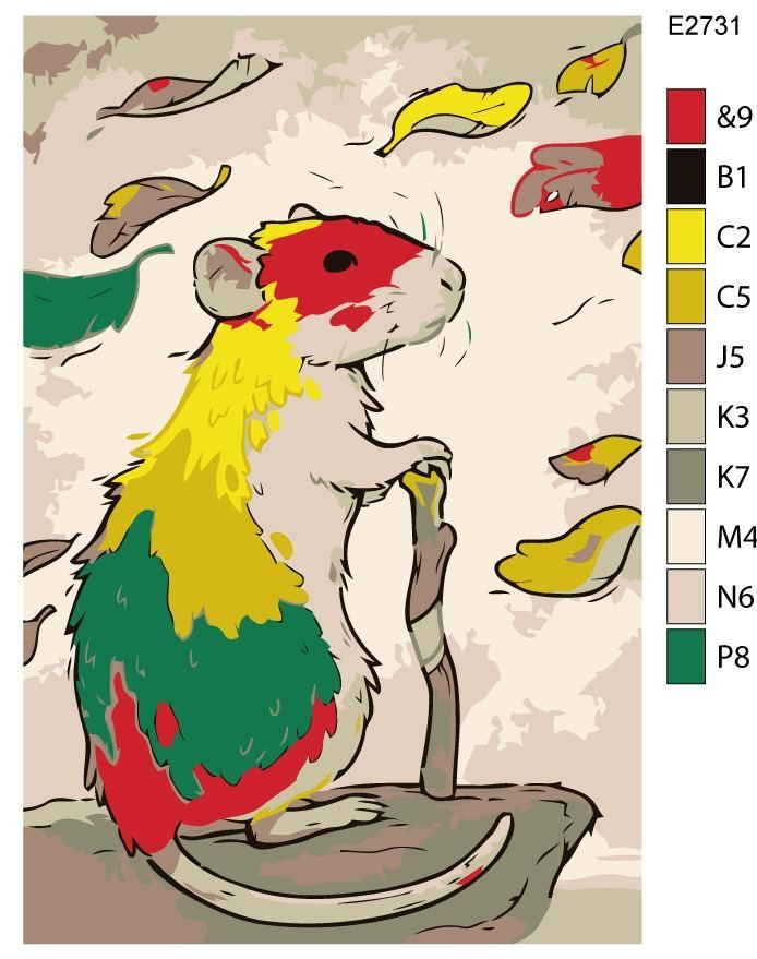 Детская картина по номерам E2731 "Цветная крыса" 20x30 #1