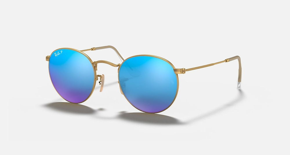 Солнцезащитные очки унисекс, круглые RAY-BAN с чехлом, линзы синие RB3447-112/4L/50-21  #1
