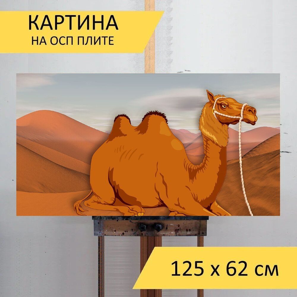 LotsPrints Картина "Верблюд, пустыня, песчаные дюны 53", 125 х 62 см  #1