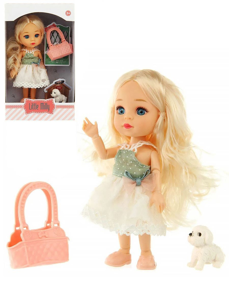 Кукла Little Milly с питомцем и аксессуарами (сумка для собаки) 16 см, 91055-A  #1
