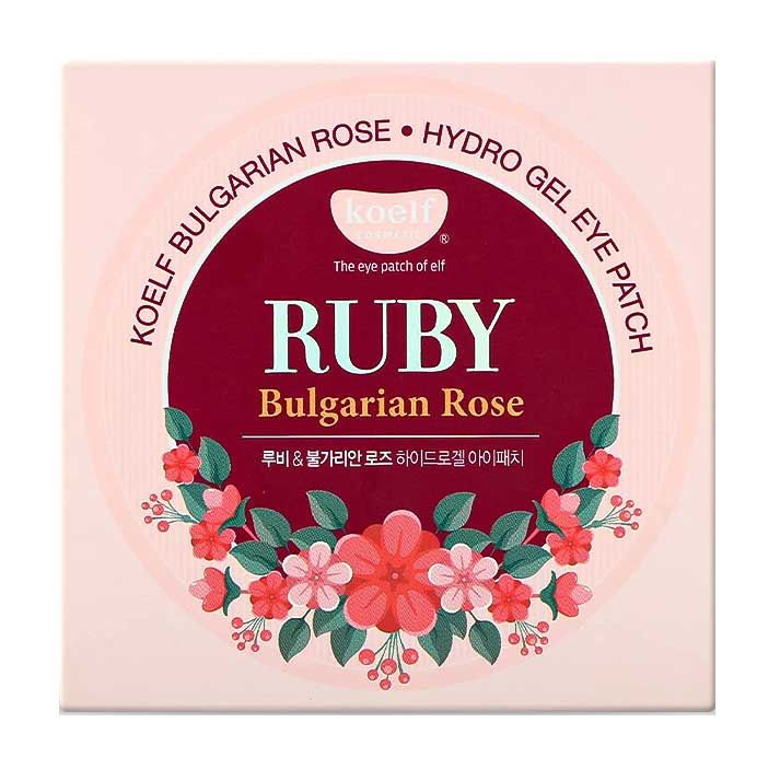 Увлажняющие антивозрастные гидрогелевые патчи для век с рубиновой пудрой и болгарской розой.