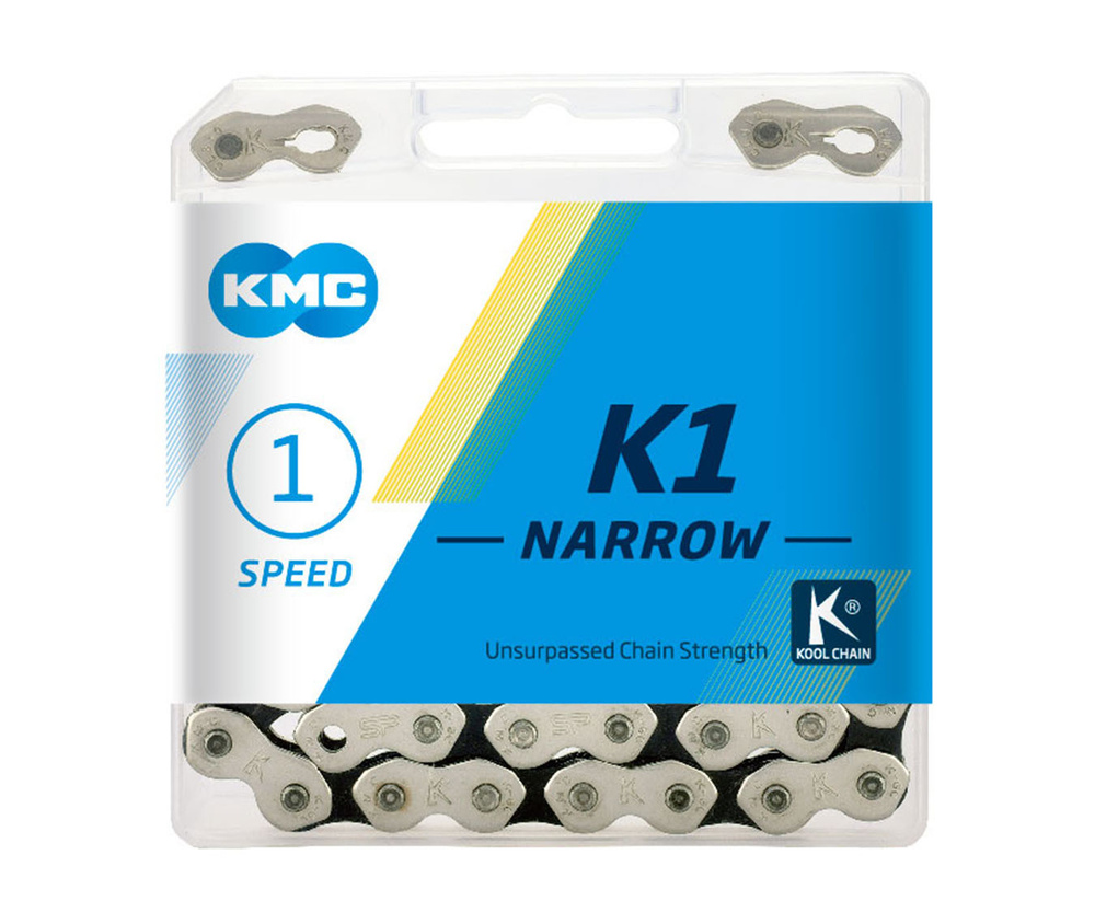 Цепь для велосипеда KMC K1 Narrow на 1 скорость, Серебряный/Черный  #1