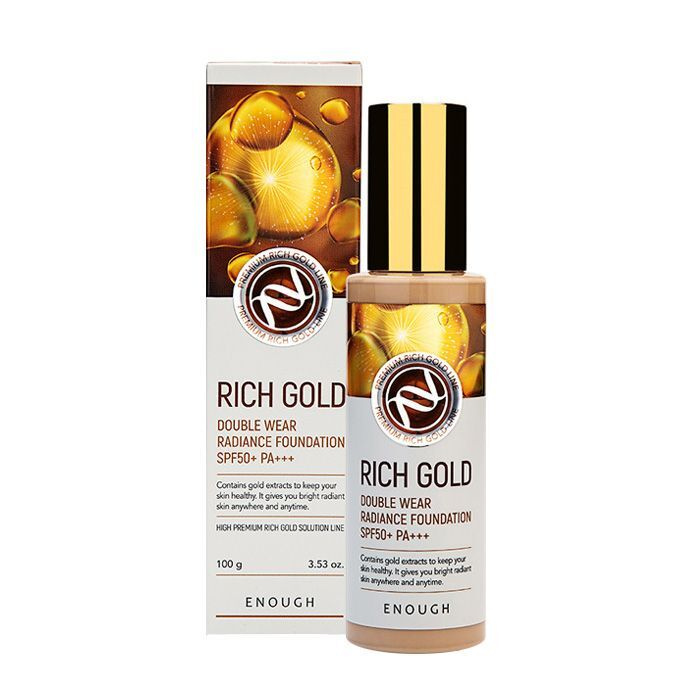 Enough Тональная основа с золотом для сияния кожи 13 тон Rich Gold Double Wear Radiance Foundation SPF50+ #1