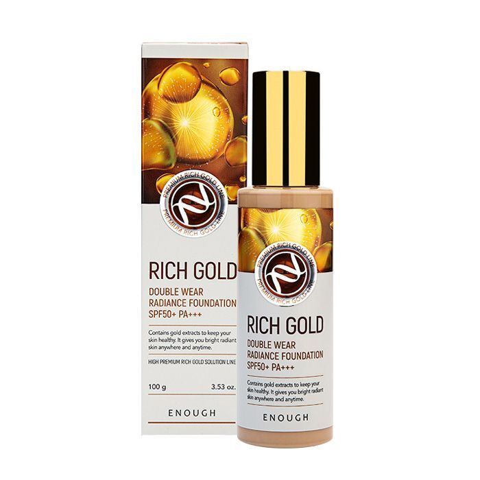 Enough Тональная основа с золотом для сияния кожи 21 тон Rich Gold Double Wear Radiance Foundation SPF50+ #1