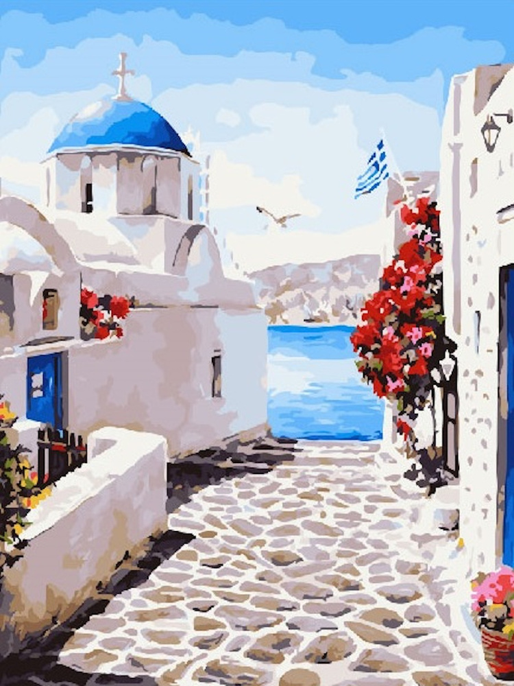 Картина по номерам "Полдень в Греции". Товар уцененный #1