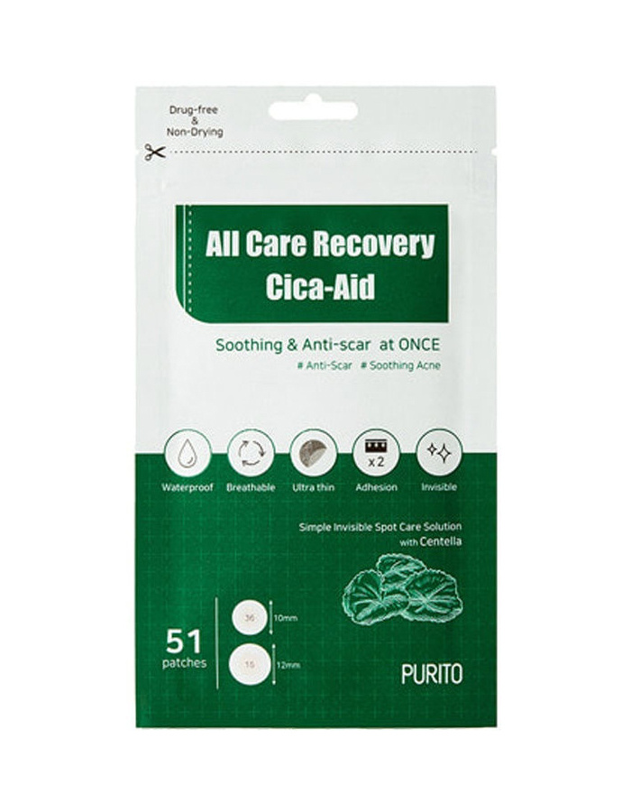 Purito Антибактериальные патчи против прыщей All Care Recovery Cica-Aid, 51 шт  #1
