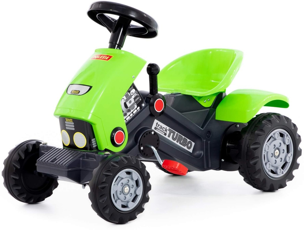Детская каталка-трактор Полесье Turbo-2 с педалями, без прицепа, зеленый  #1