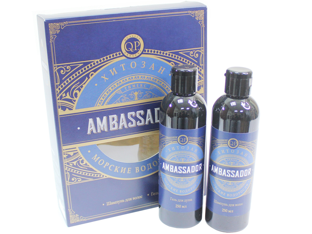 Тимекс, подарочный набор для мужчин, "Ambassador" морские водоросли, шампунь для волос + гель для душа #1