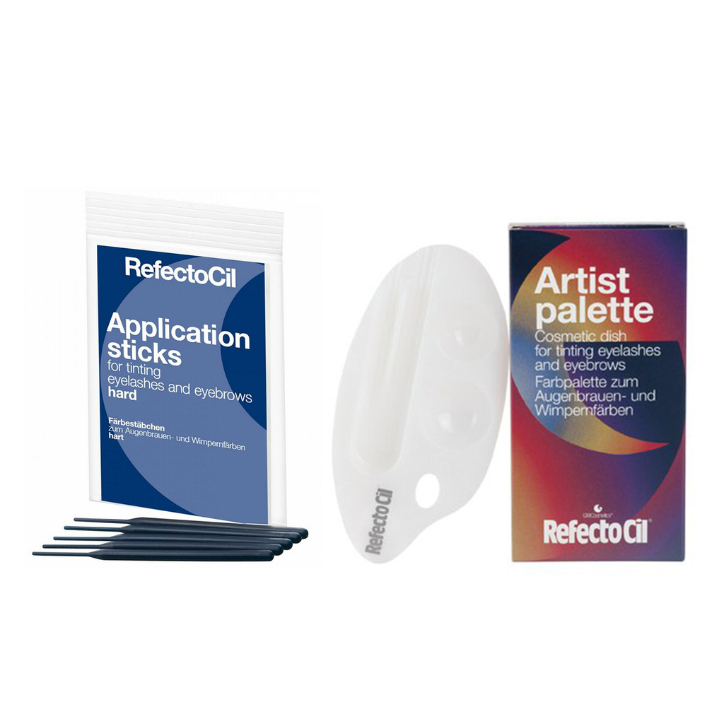 RefectoCil набор - Косметическая мисочка палитра пластмассовая & Аппликаторы для нанесения краски, твёрдые, #1