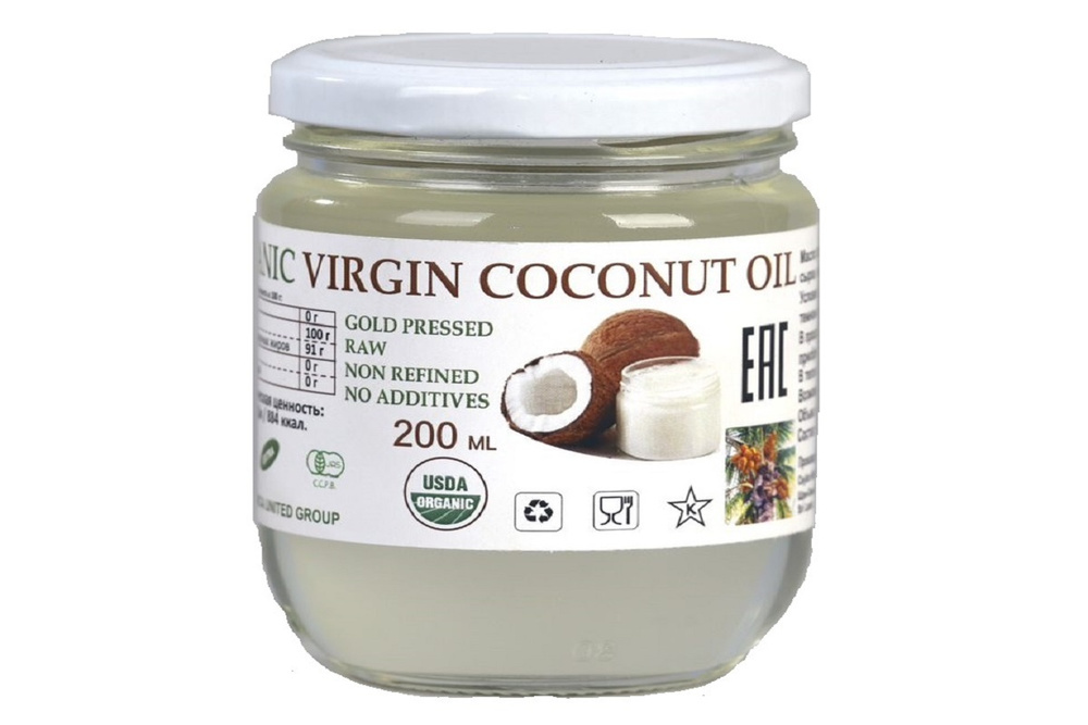 ORGANICA UNITED GROUP, Кокосовое масло organic extra virgin coconut oil. Пищевое 200 мл.  #1