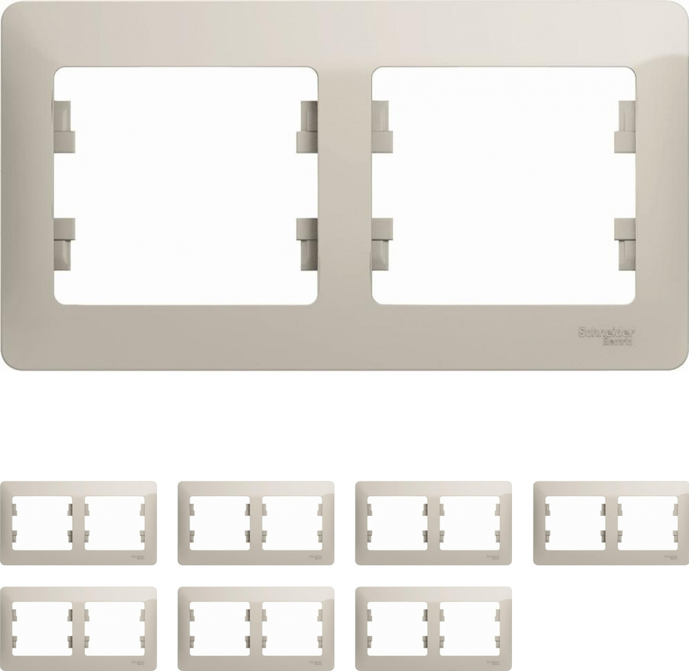 Рамка Schneider Electric Glossa двухместная горизонтальная молочный (комплект из 7 шт.)  #1