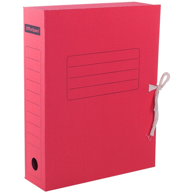 Папка архивная OfficeSpace с завязками, микрогофрокартон, 75 мм, красный, до 700 листов (225428)  #1