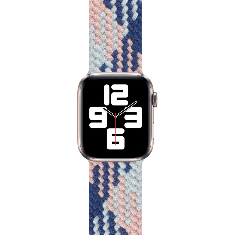 Плетеный ремешок для Apple Watch WIWU Nylon Braided Solo Loop Dual Color #5 42-44mm длина M (142мм) Pink+Blue+Dark #1