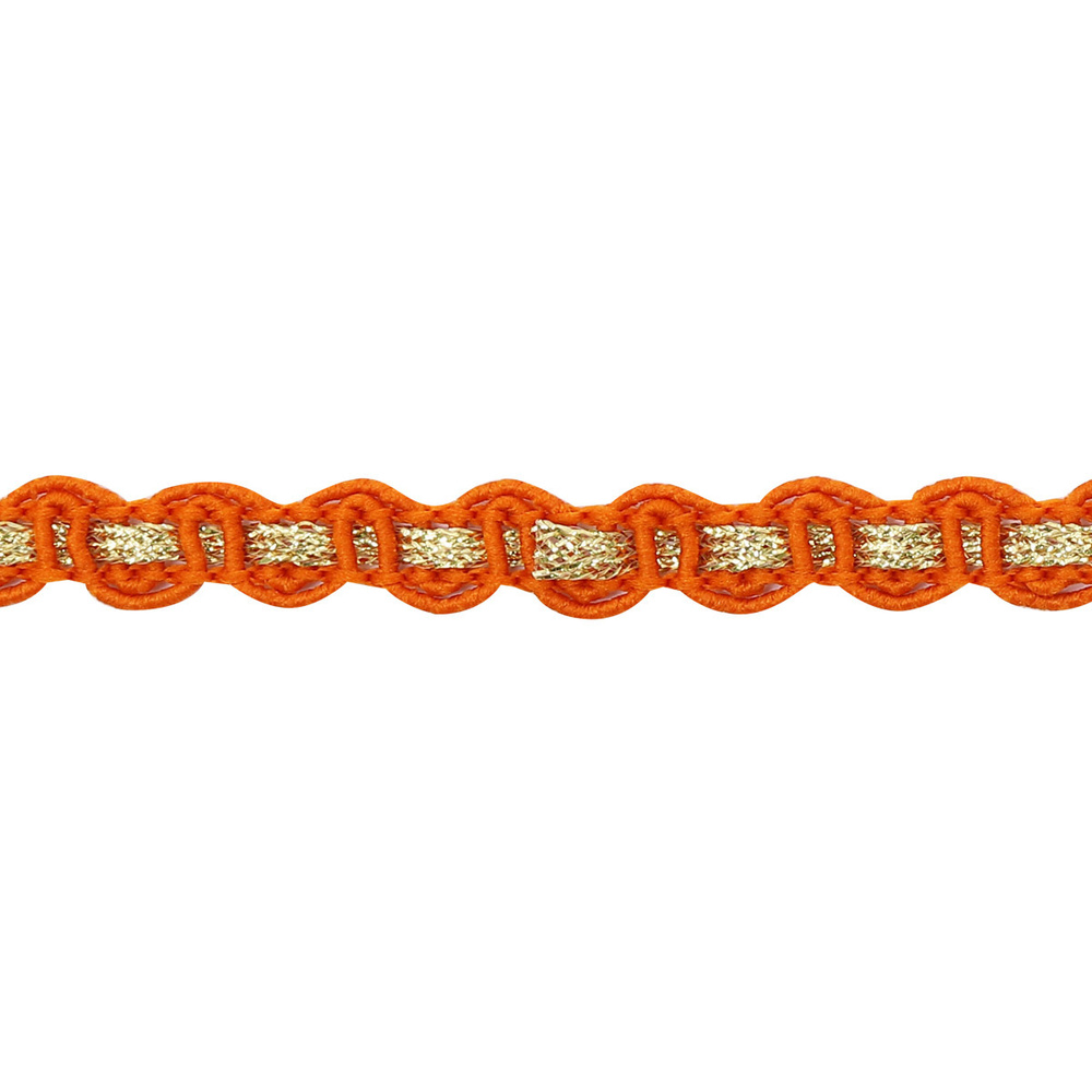 Тесьма вязаная отделочная 10 мм*10 м, оранжевый/золото, Нудольская фабрика  #1