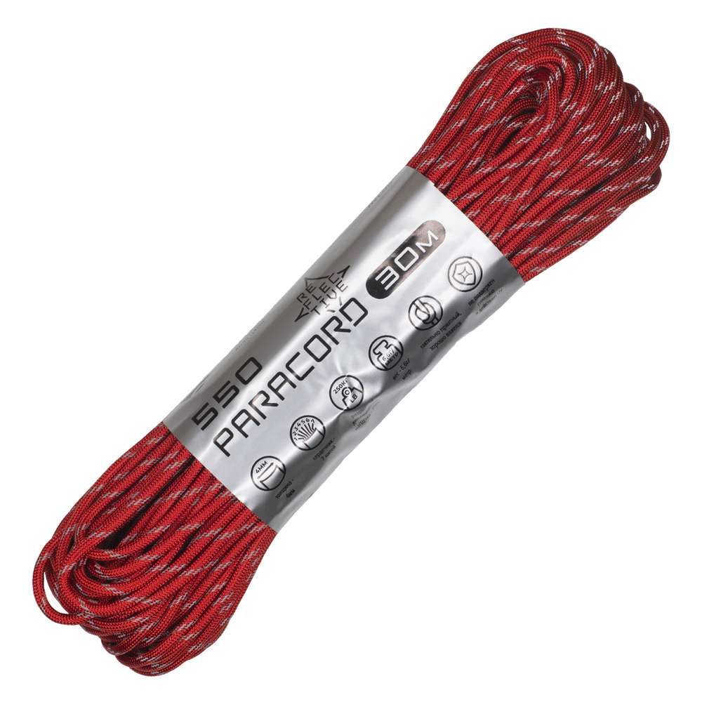 Паракорд 550 CORD RUS 30м 4мм светоотражающий RED #1