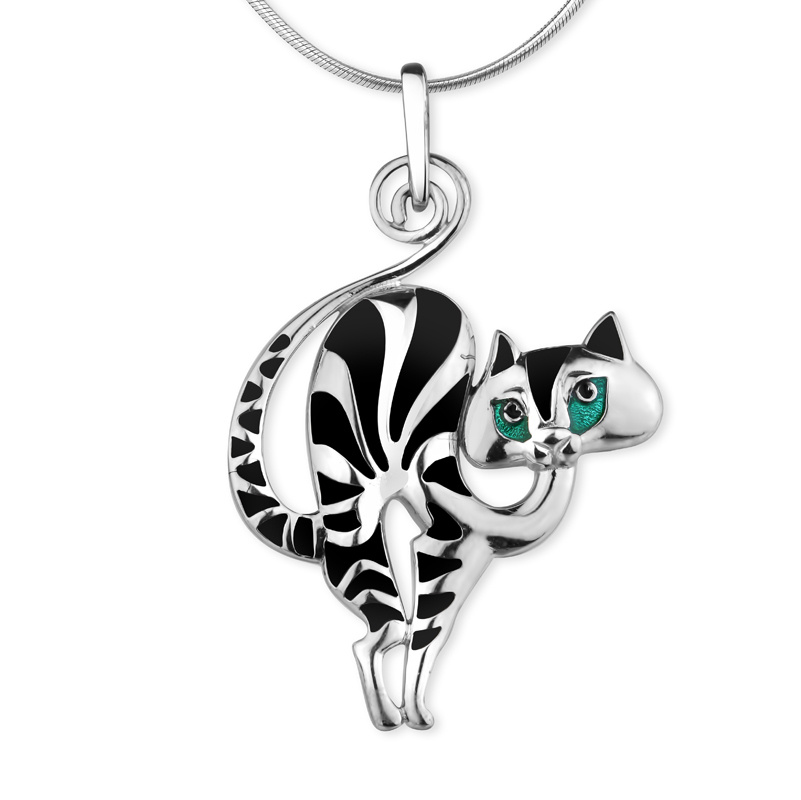 Серебряная Подвеска Черная Кошка с эмалью в подарок - купить с доставкой по  выгодным ценам в интернет-магазине OZON (256993816)