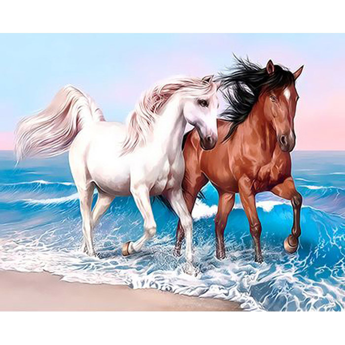 Картина по номерам на холсте 40*50 см "Пара лошадей" #1