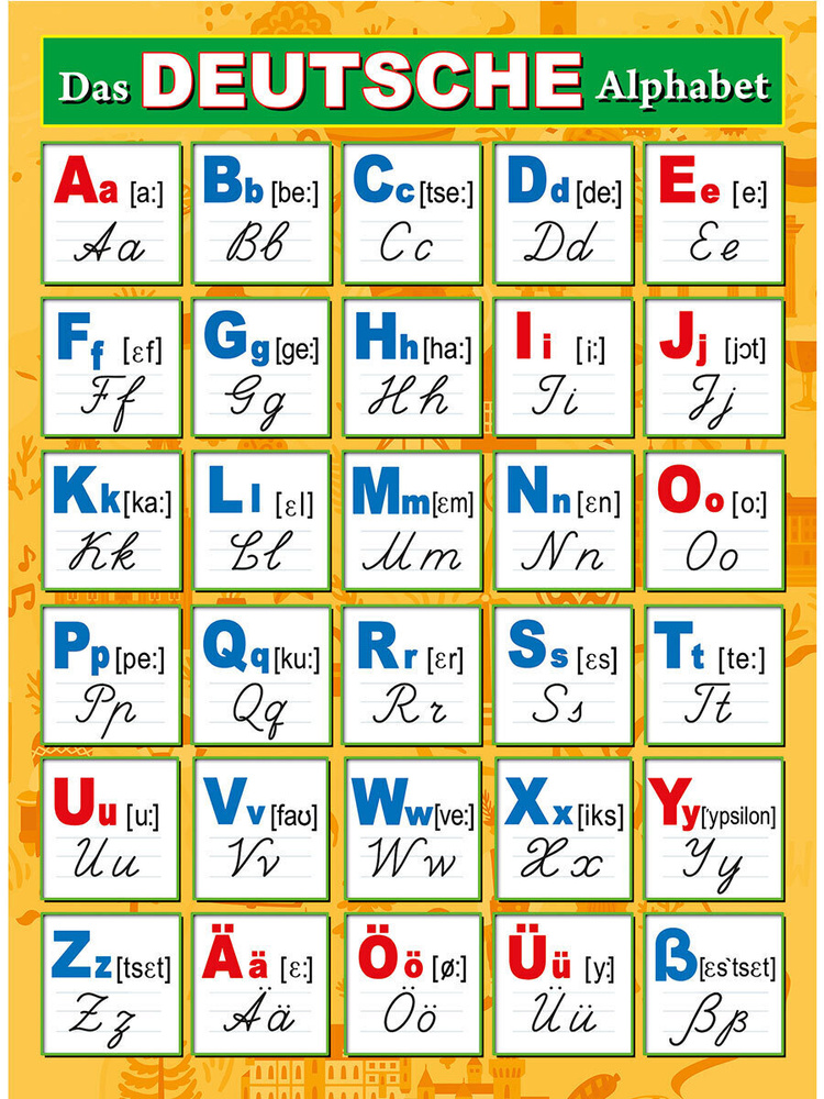 Плакат А2 "Немецкий алфавит", 440х600 мм, картон. #1