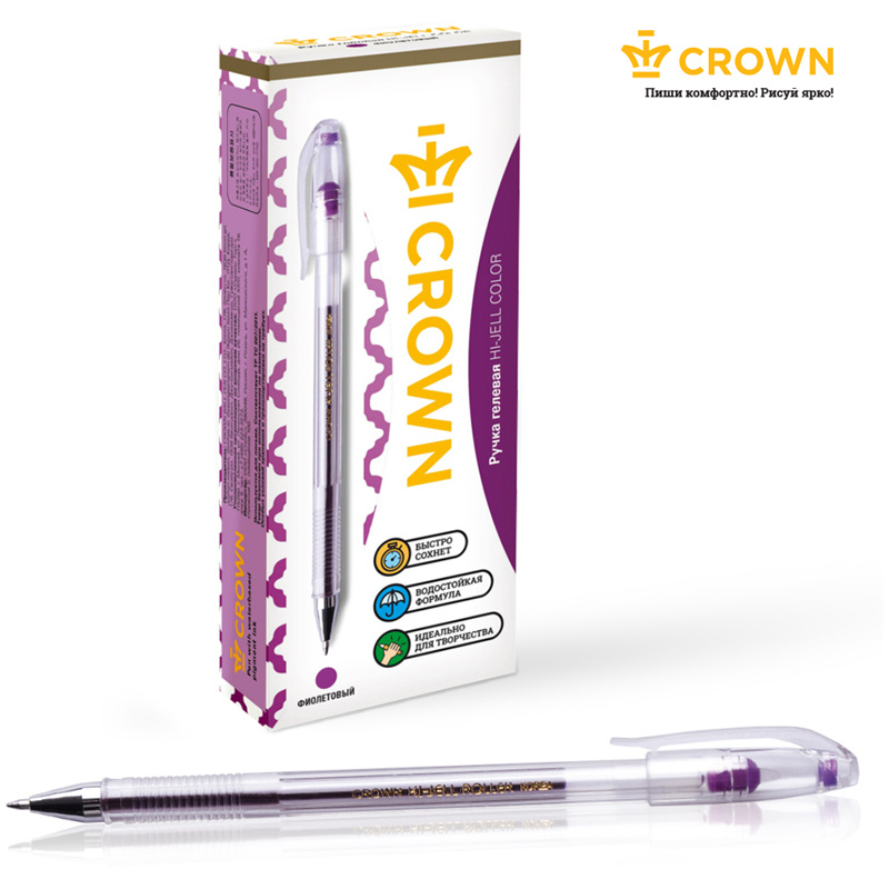 Crown Набор ручек Гелевая, толщина линии: 0.35 мм, цвет: Фиолетовый, 12 шт.  #1