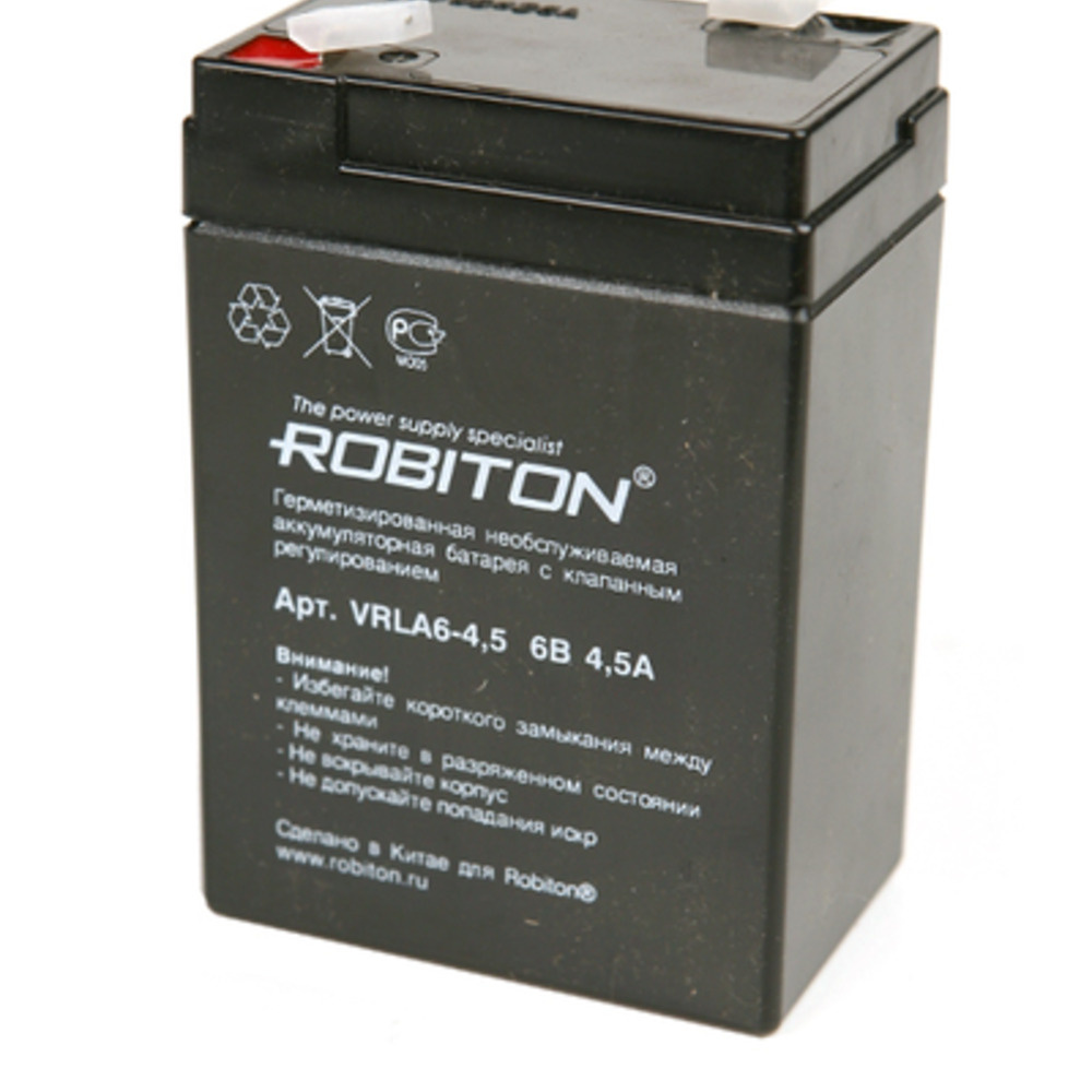 Аккумуляторная батарея ROBITON VRLA4,5-6 ( 6В 4,5АЧ / 6V 4,5AH ) для детской машинки, ИБП, скутера, самоката, #1