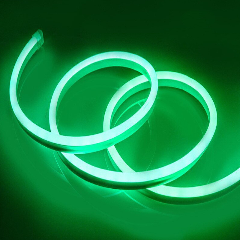 Неоновая светодиодная лента DLED 1м, 5х12мм, 12V DC, 120 LED/m, IP 67, гибкий неон, зеленый  #1