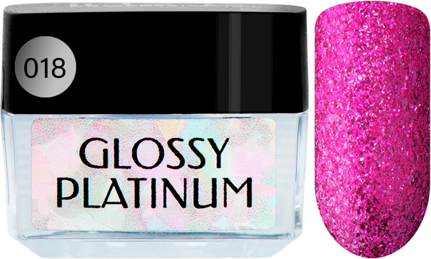 IRISK Гель-лак с блестками Glossy Platinum, № 18 розовый, 5 мл #1